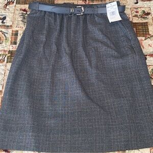 Alfred Dunner Skirt Women Size 16 Grey NEW Glen Plaid Belted